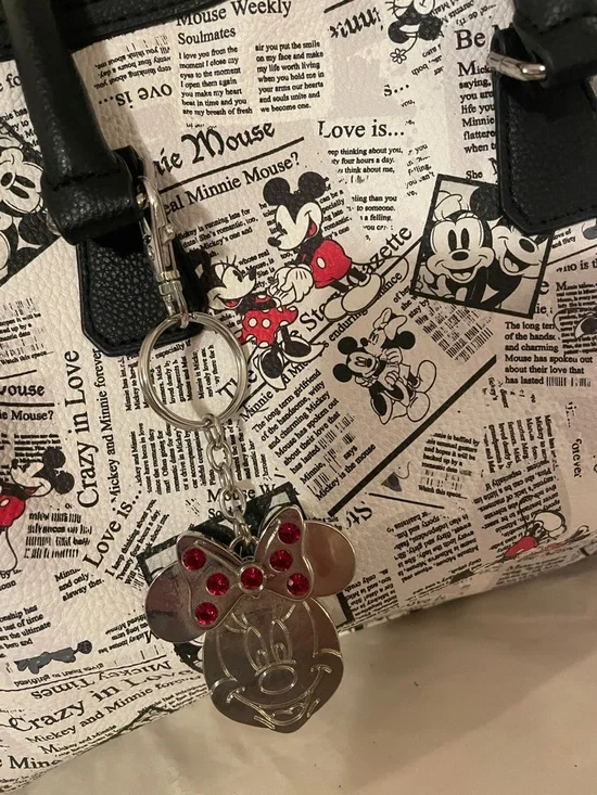 Disney Mickey & Mini Mouse Satchel - Crossbody Bag  newspaper print new - Picture 2 of 8